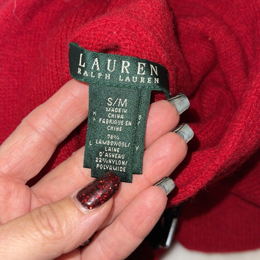 Lauren Ralph Lauren red lambswool cape S/M - Picture 15 of 16
